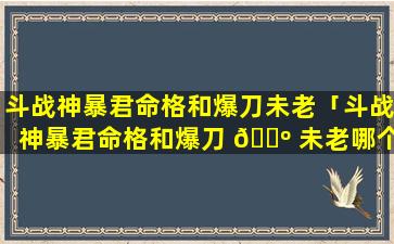 斗战神暴君命格和爆刀未老「斗战神暴君命格和爆刀 🌺 未老哪个好用 🌳 」